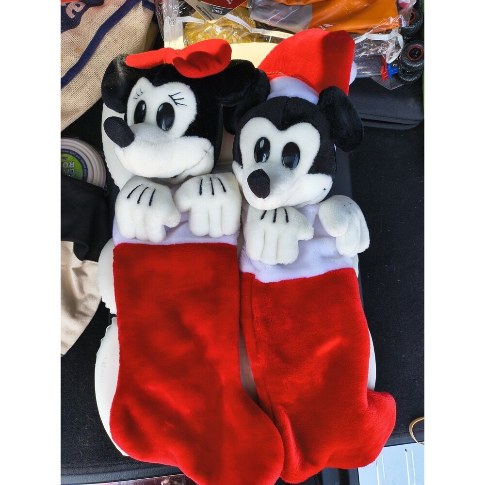 Mickey/Minnie Mouse Christmas Stockings Plush 3D Vintage Disney 22"